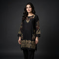 Black Heavy Gold Thread Embroidered 2-Piece Kurti Set